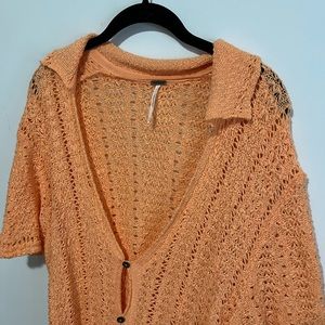 Free people pale orange knit cardigan
